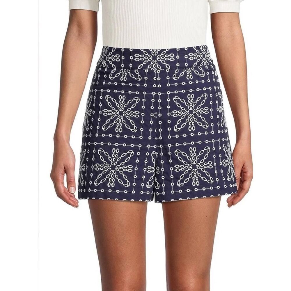 MILLY Emory Tile Eyelet Shorts Size 6